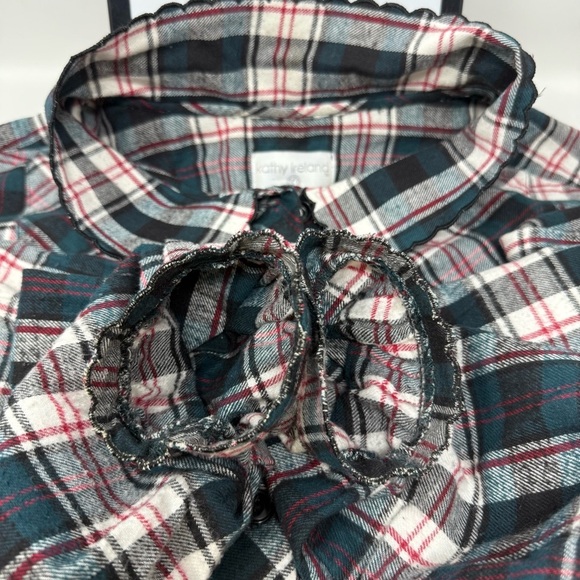 Kathy Ireland Green Tartan Plaid Maxi Length Flannel Night Gown 4X Long Sleeve - Picture 9 of 14